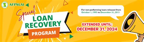 The AFPSLAI's Special Loan Recovery Program is EXTENDED .